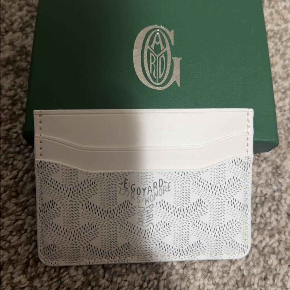 Goyard White & Light Gray Goyardine Card Case